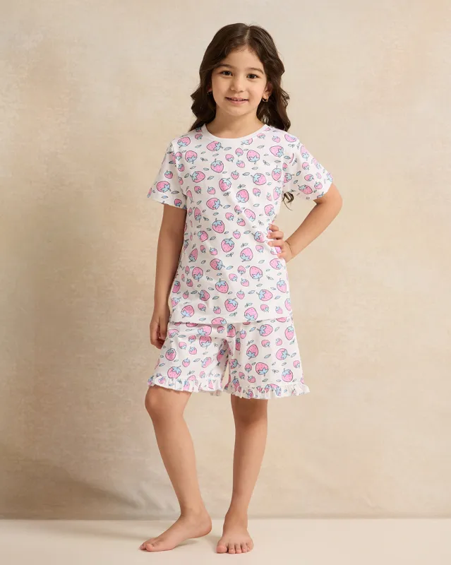 Girls White Printed Pyjama Set (2 Piece) sold by Redtag