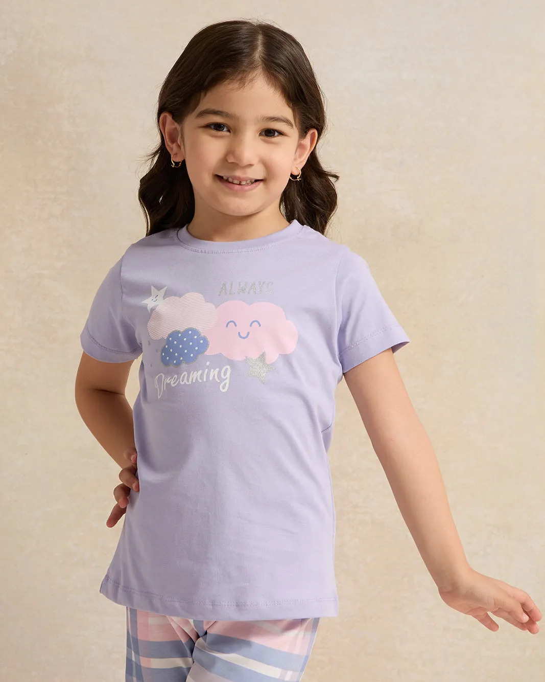 Girls Lilac Printed Pyjama Set (2 Piece) sold by Redtag product image thumbnail 2