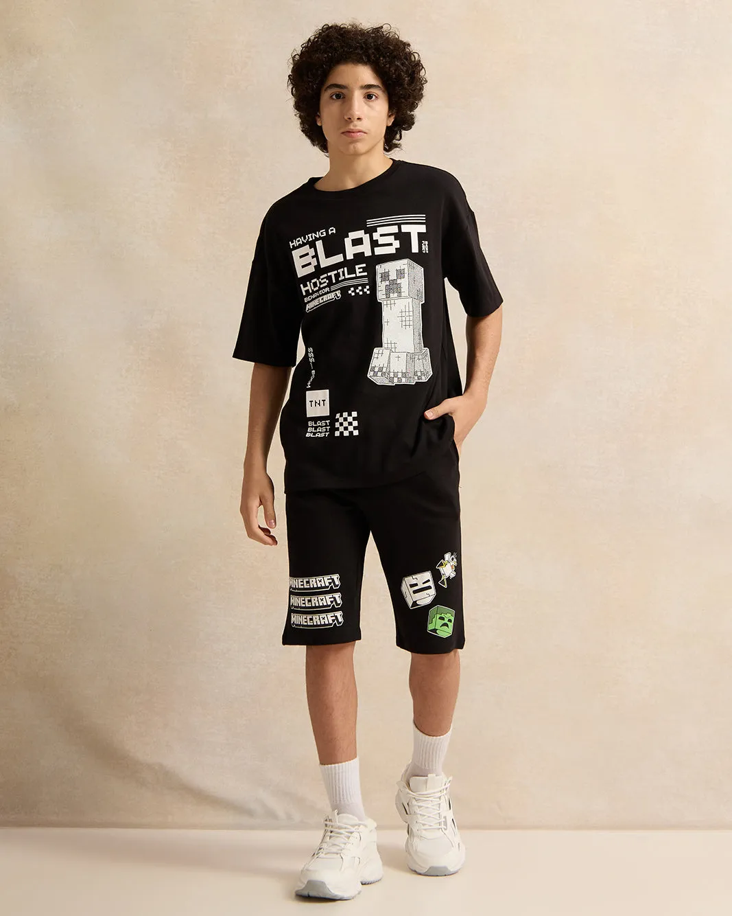 Senior Boys Black Printed Active Shorts sold by Redtag product image thumbnail 2