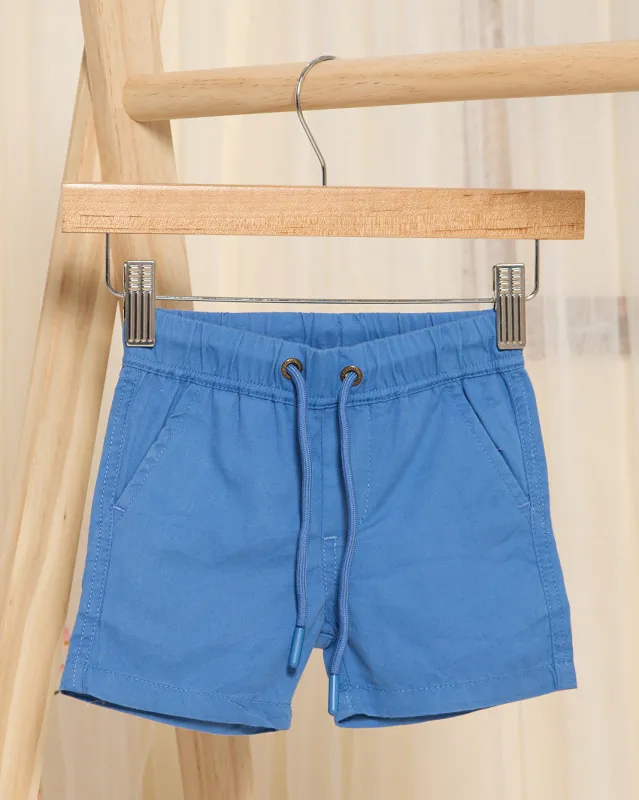 Infant Boys Blue Twill Basic Shorts sold by Redtag