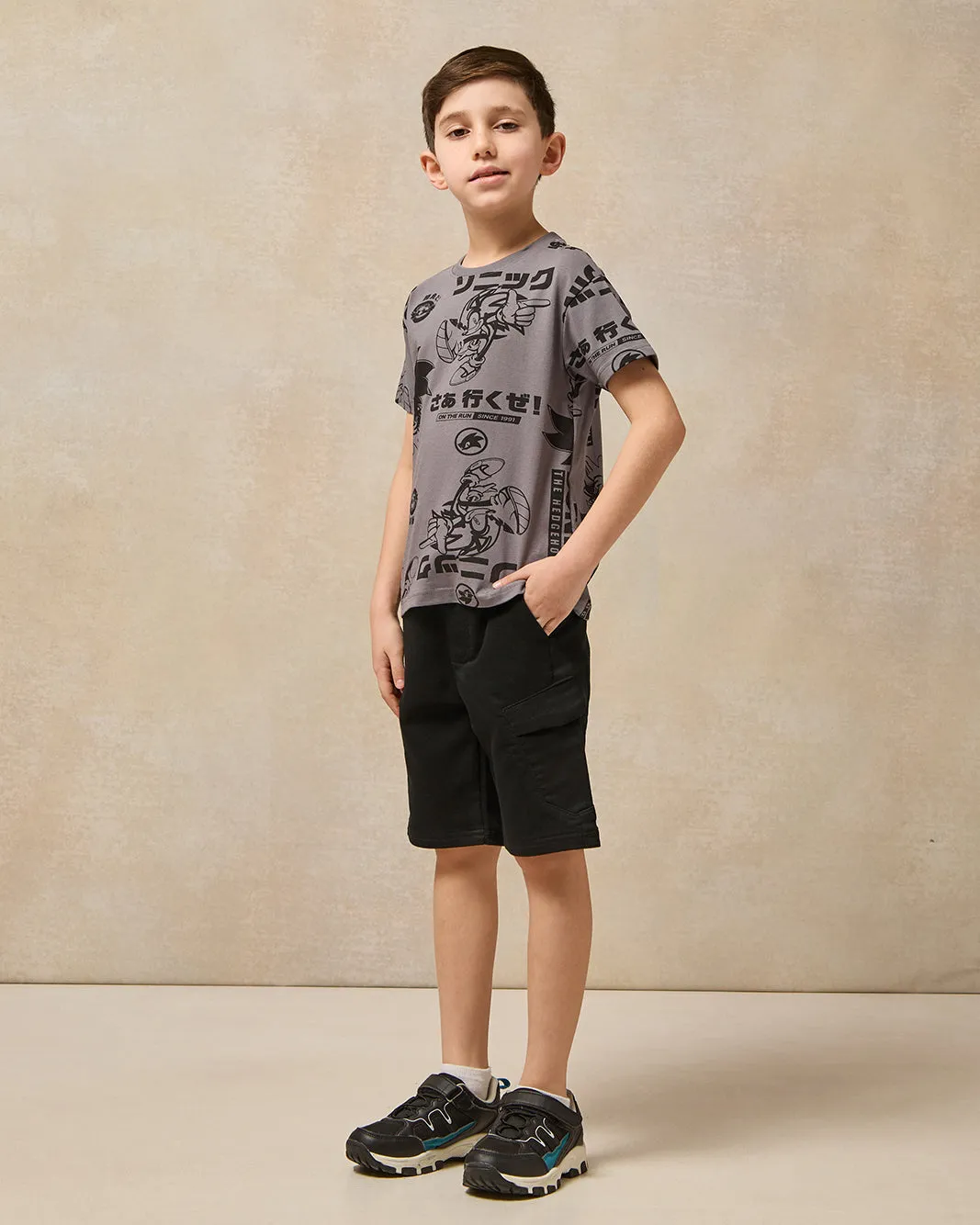 Boys Charcoal Sonic Print T-Shirt sold by Redtag product image thumbnail 2