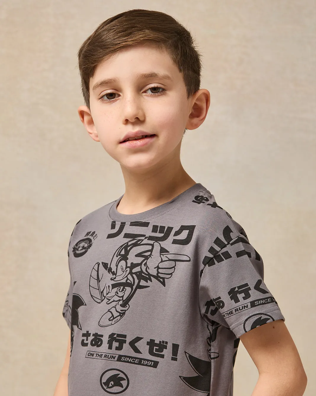 Boys Charcoal Sonic Print T-Shirt sold by Redtag product image thumbnail 4
