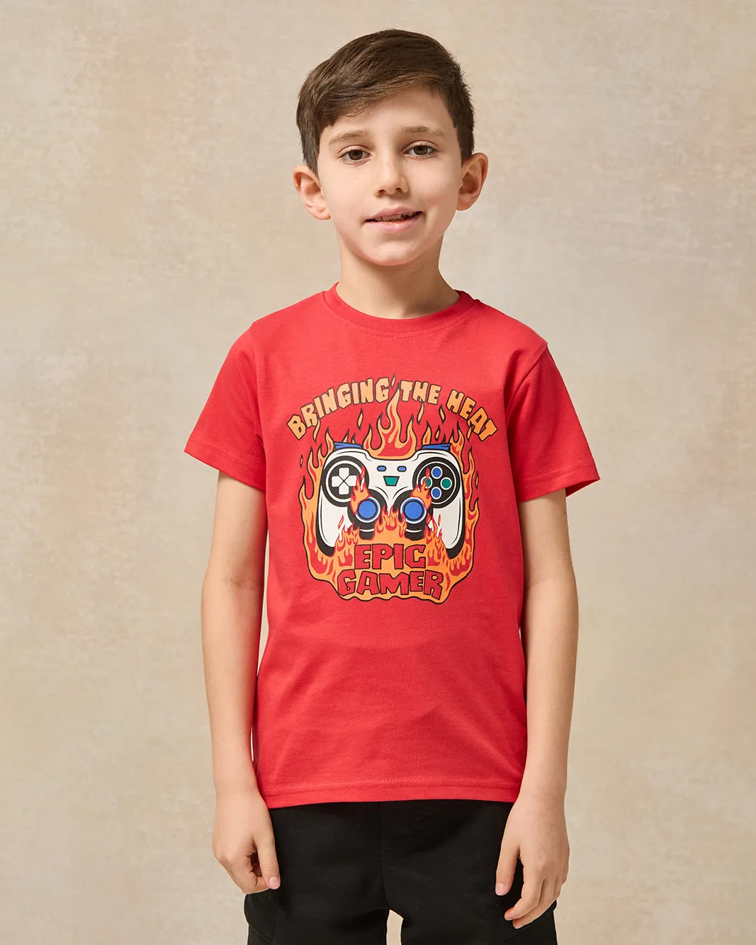 Boys Red Gamer Graphic Short Sleeve T-Shirt sold by Redtag