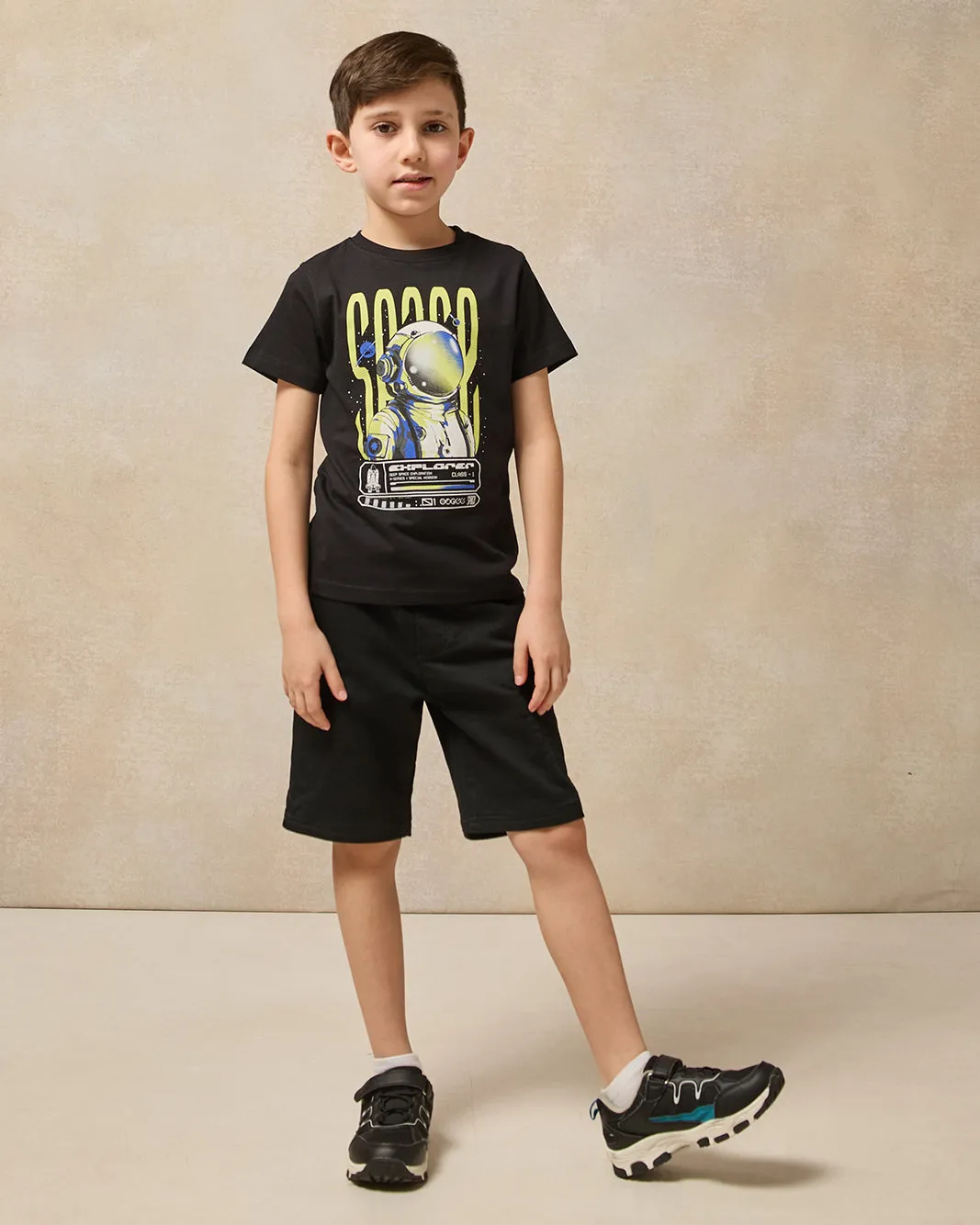 Boys Black Astronaut Graphic Short Sleeve T-Shirt sold by Redtag product image thumbnail 2