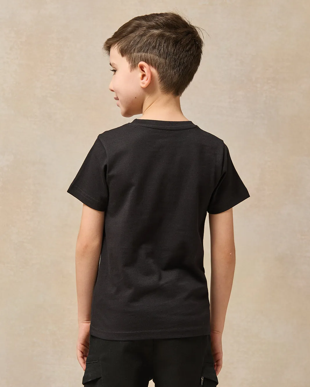 Boys Black Astronaut Graphic Short Sleeve T-Shirt sold by Redtag product image thumbnail 3