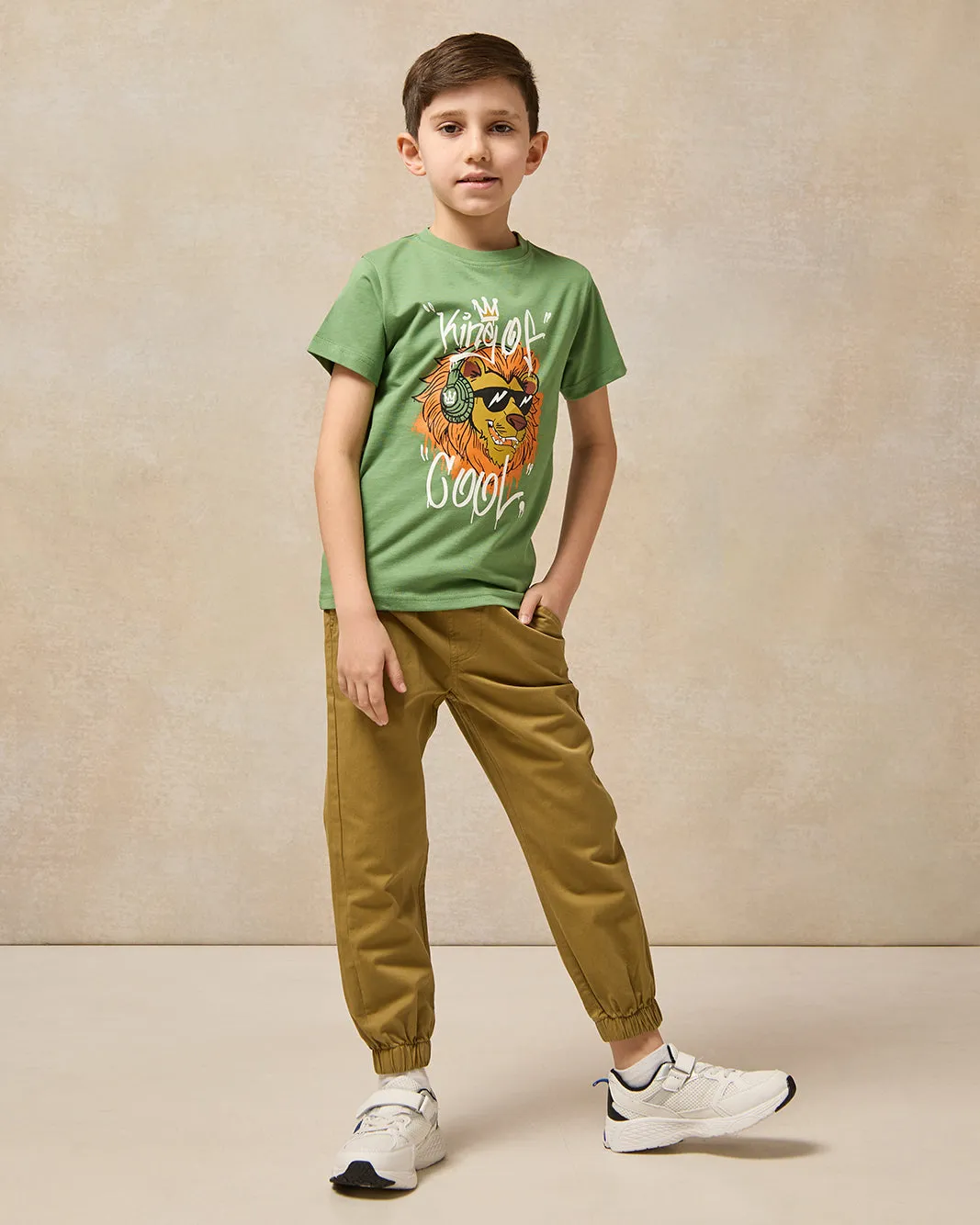 Boys Olive Printed Short Sleeve T-Shirt sold by Redtag product image thumbnail 2