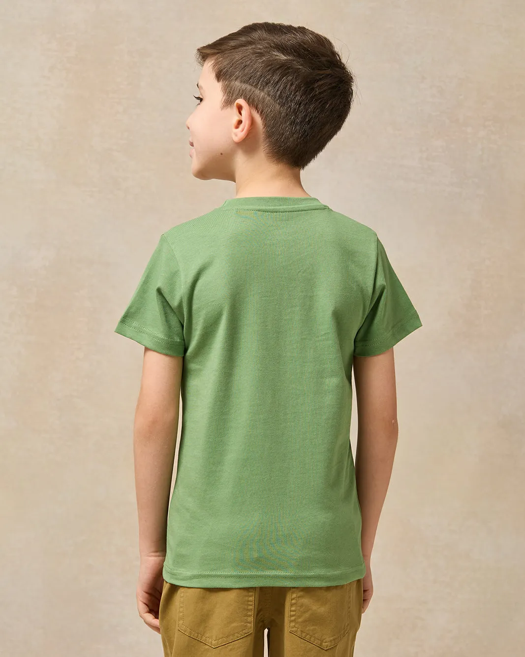 Boys Olive Printed Short Sleeve T-Shirt sold by Redtag product image thumbnail 3