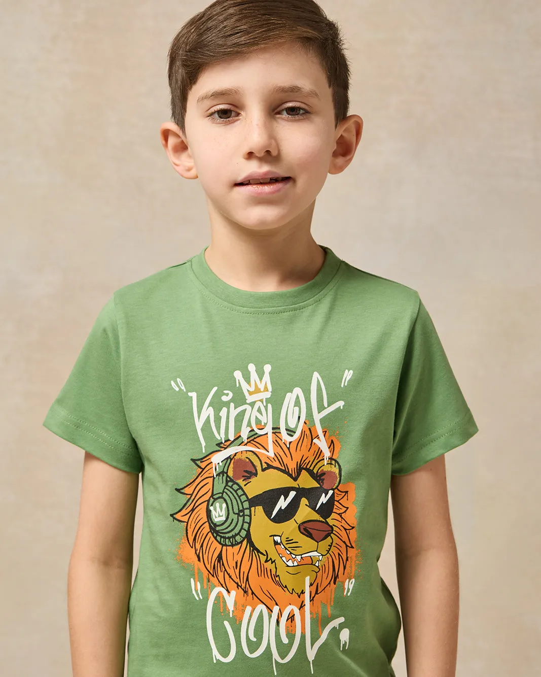 Boys Olive Printed Short Sleeve T-Shirt sold by Redtag product image thumbnail 4