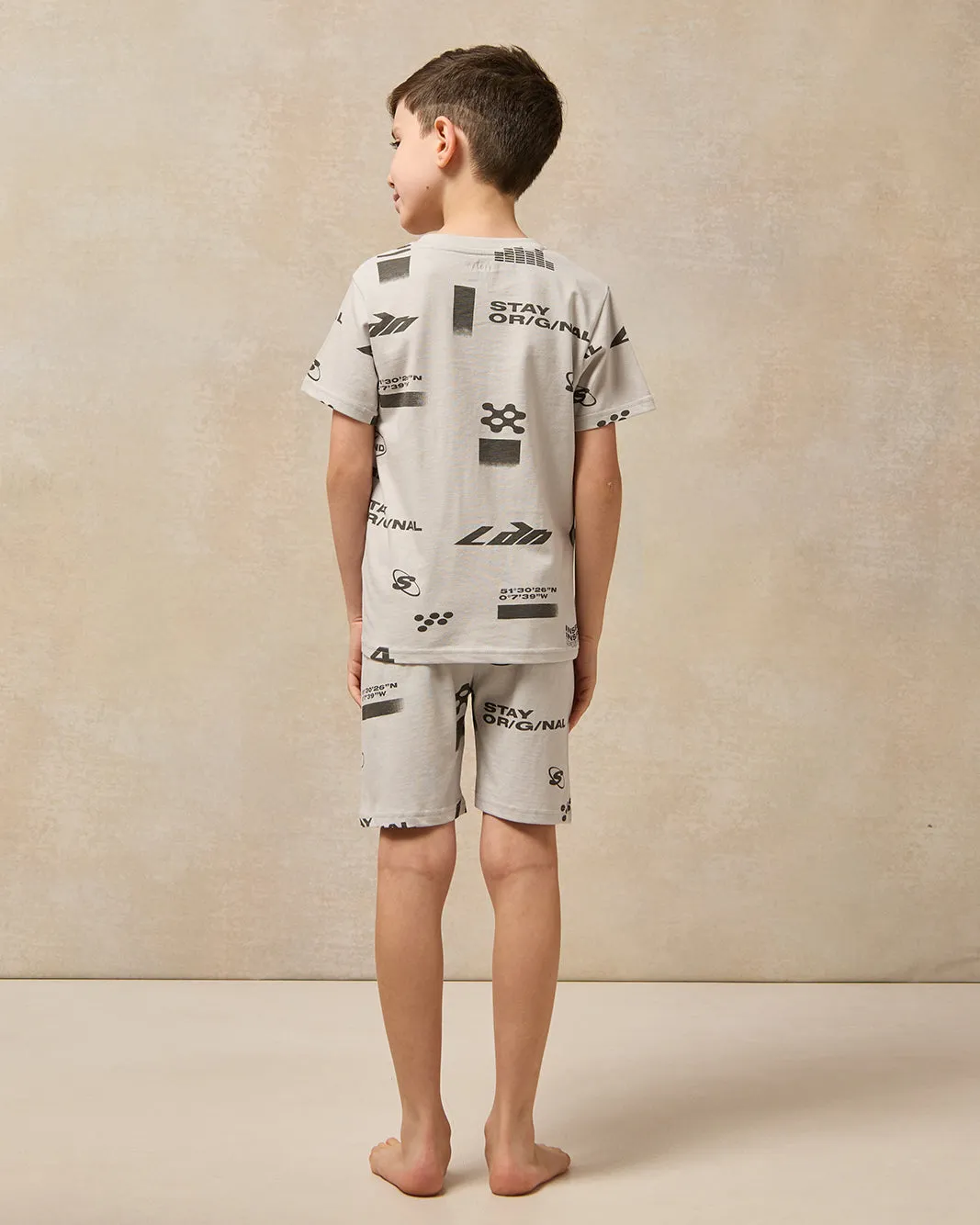 Boys Grey Printed Pyjama Set (2 Piece) sold by Redtag product image thumbnail 4