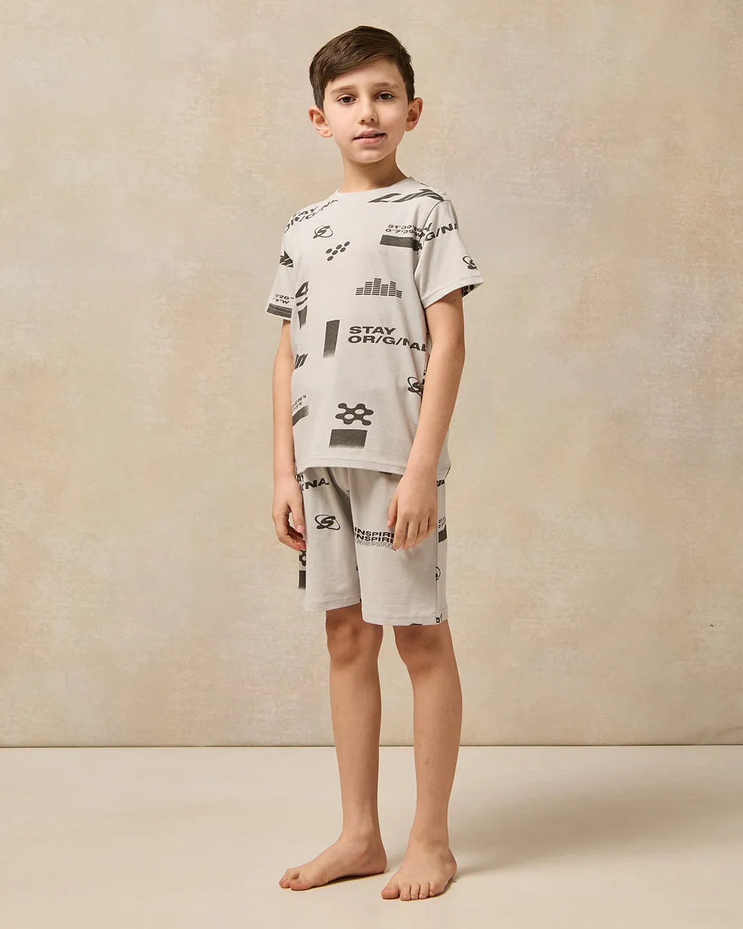 Boys Grey Printed Pyjama Set (2 Piece) sold by Redtag