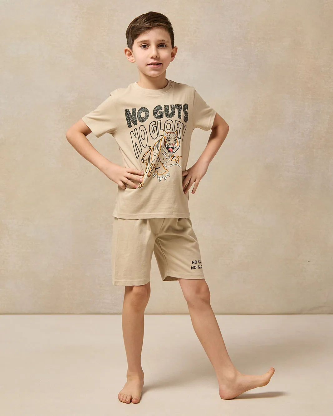 Boys Beige Printed Pyjama Set (2 Piece) sold by Redtag