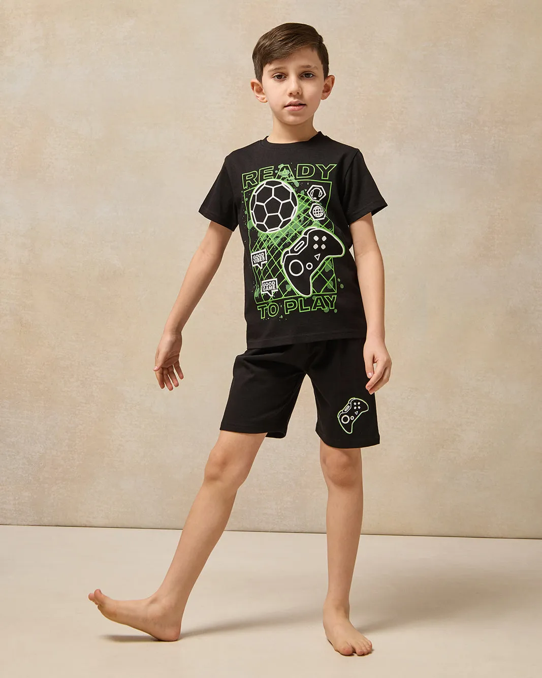 Boys Black Printed Pyjama Set (2 Piece) sold by Redtag