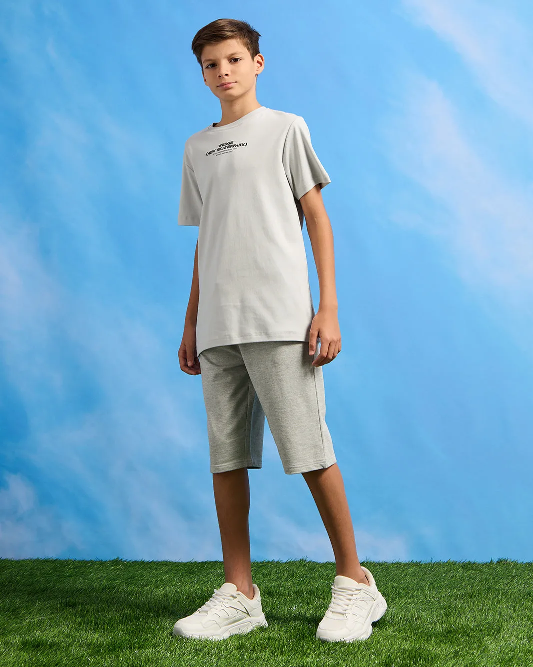 Senior Boys Grey Basic Active Shorts sold by Redtag product image thumbnail 2