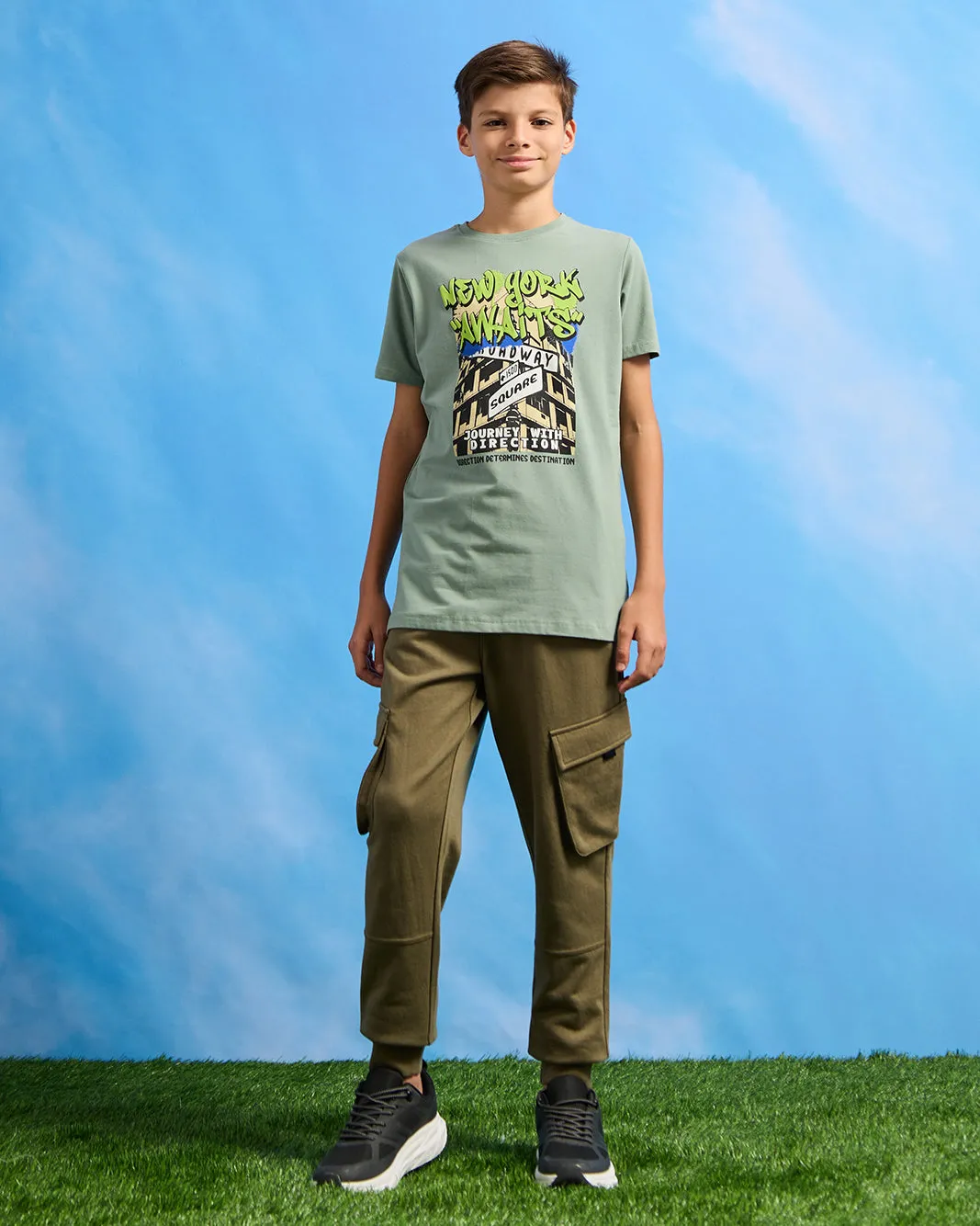 Senior Boys Olive Pocket Cargo Active Pants sold by Redtag product image thumbnail 2