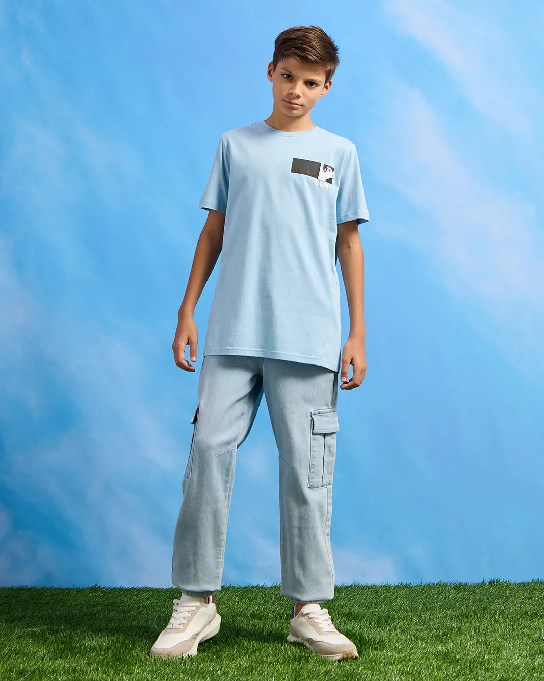 Senior Boys Blue Pull On Cargo Joggers sold by Redtag product image thumbnail 2