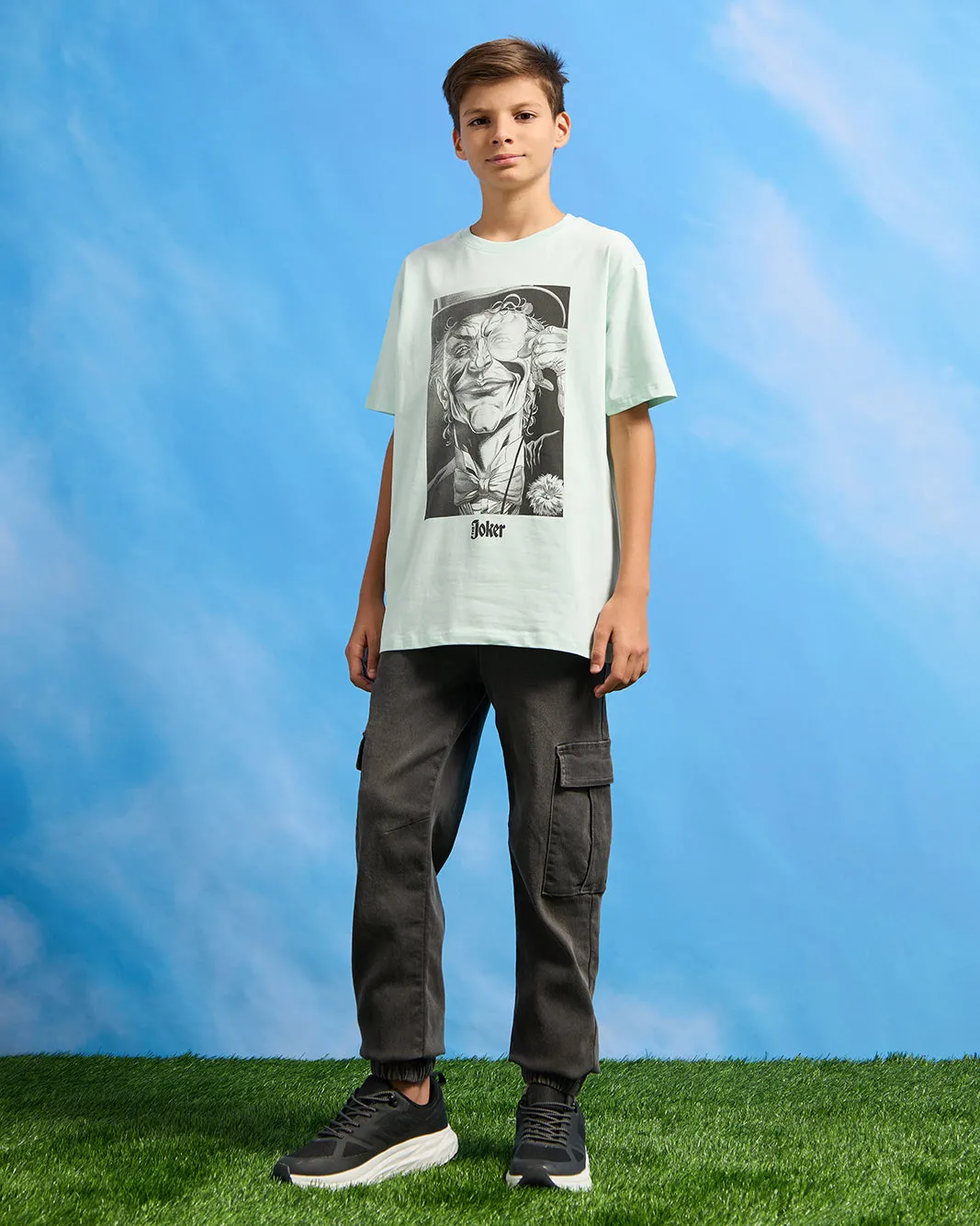 Senior Boys Grey Pull On Cargo Joggers sold by Redtag product image thumbnail 2