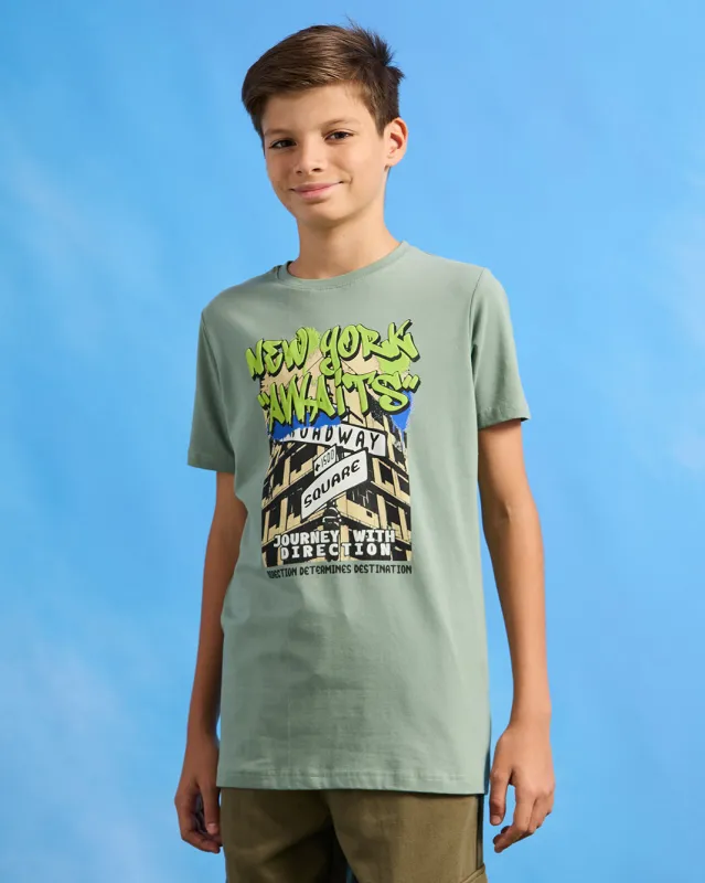 Senior Boys Charcoal One Way City Name T-Shirt sold by Redtag