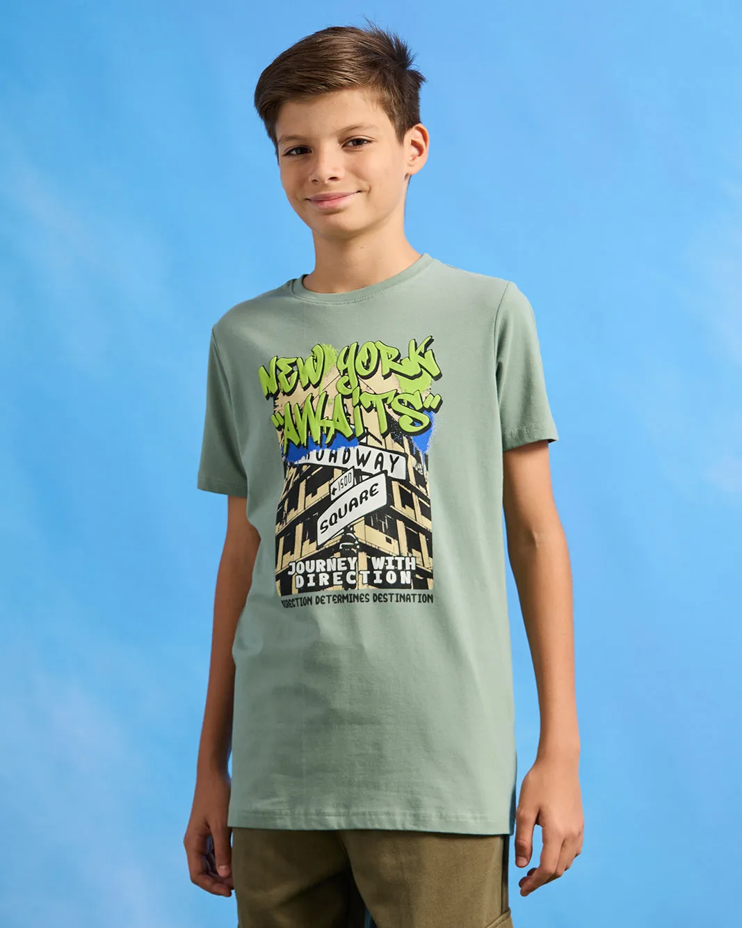 Senior Boys Charcoal One Way City Name T-Shirt sold by Redtag