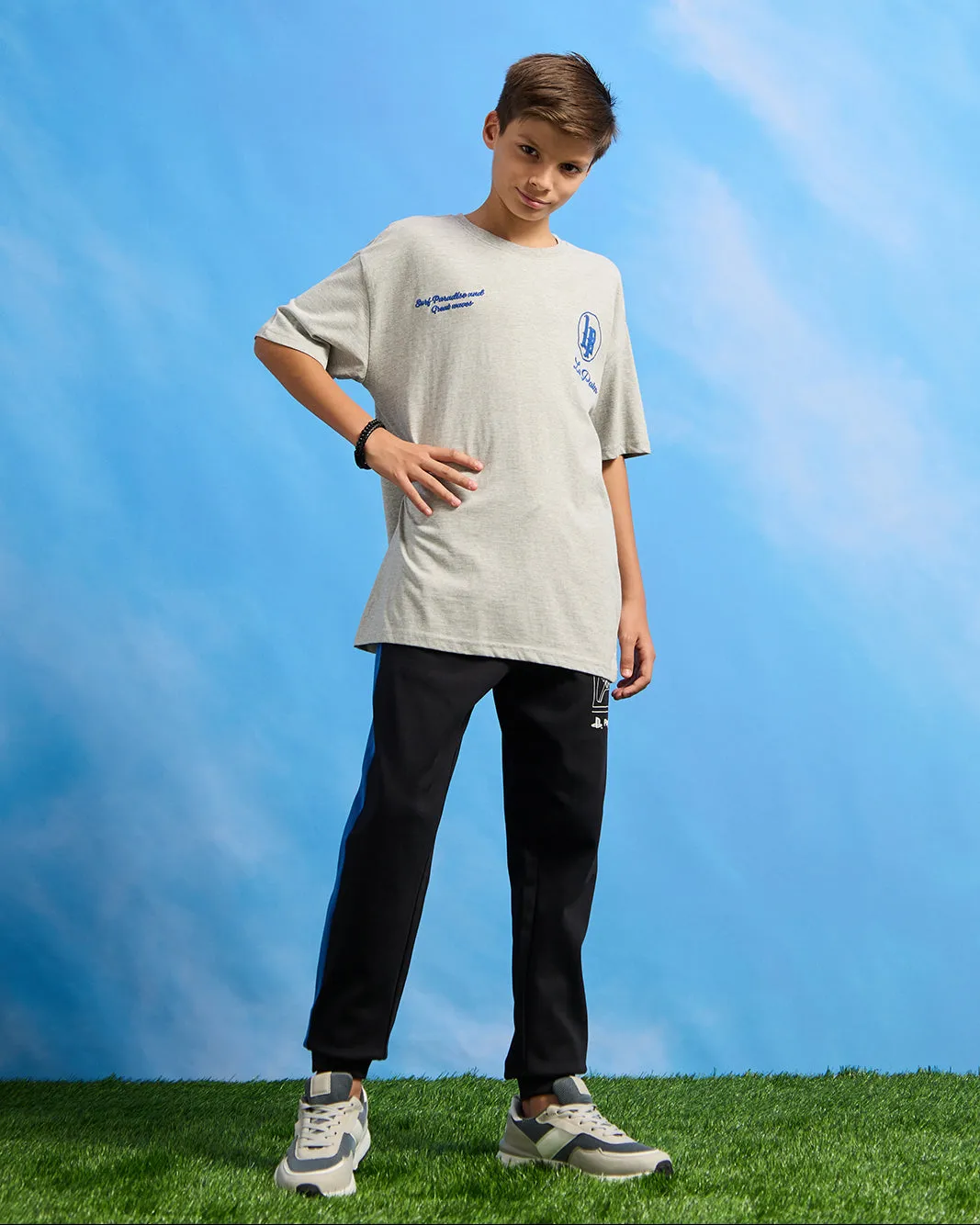 Senior Boys Grey Printed Oversize T-Shirt sold by Redtag product image thumbnail 2