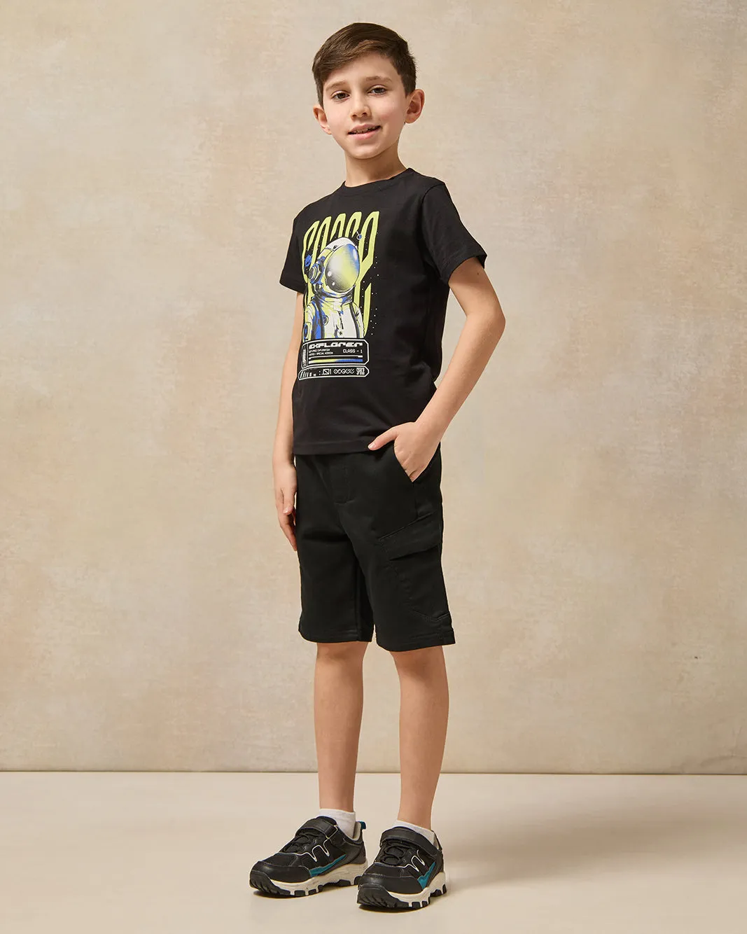 Boys Black Cargo Pocket Denim Shorts sold by Redtag product image thumbnail 2