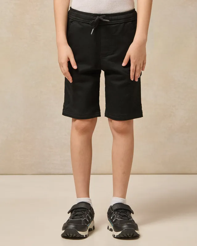 Boys Black Cargo Pocket Denim Shorts sold by Redtag
