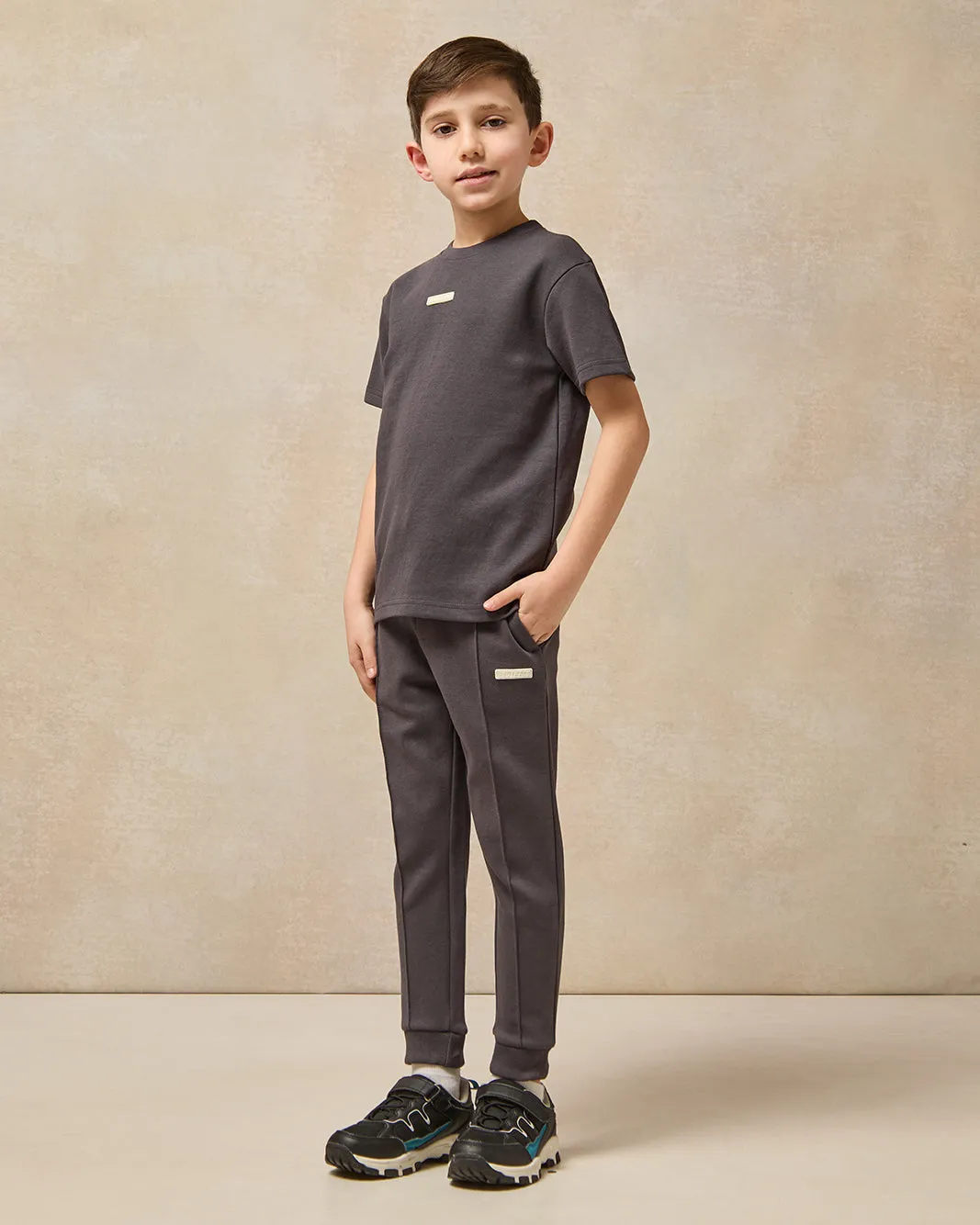 Boys Charcoal Solid Track Pants sold by Redtag product image thumbnail 2