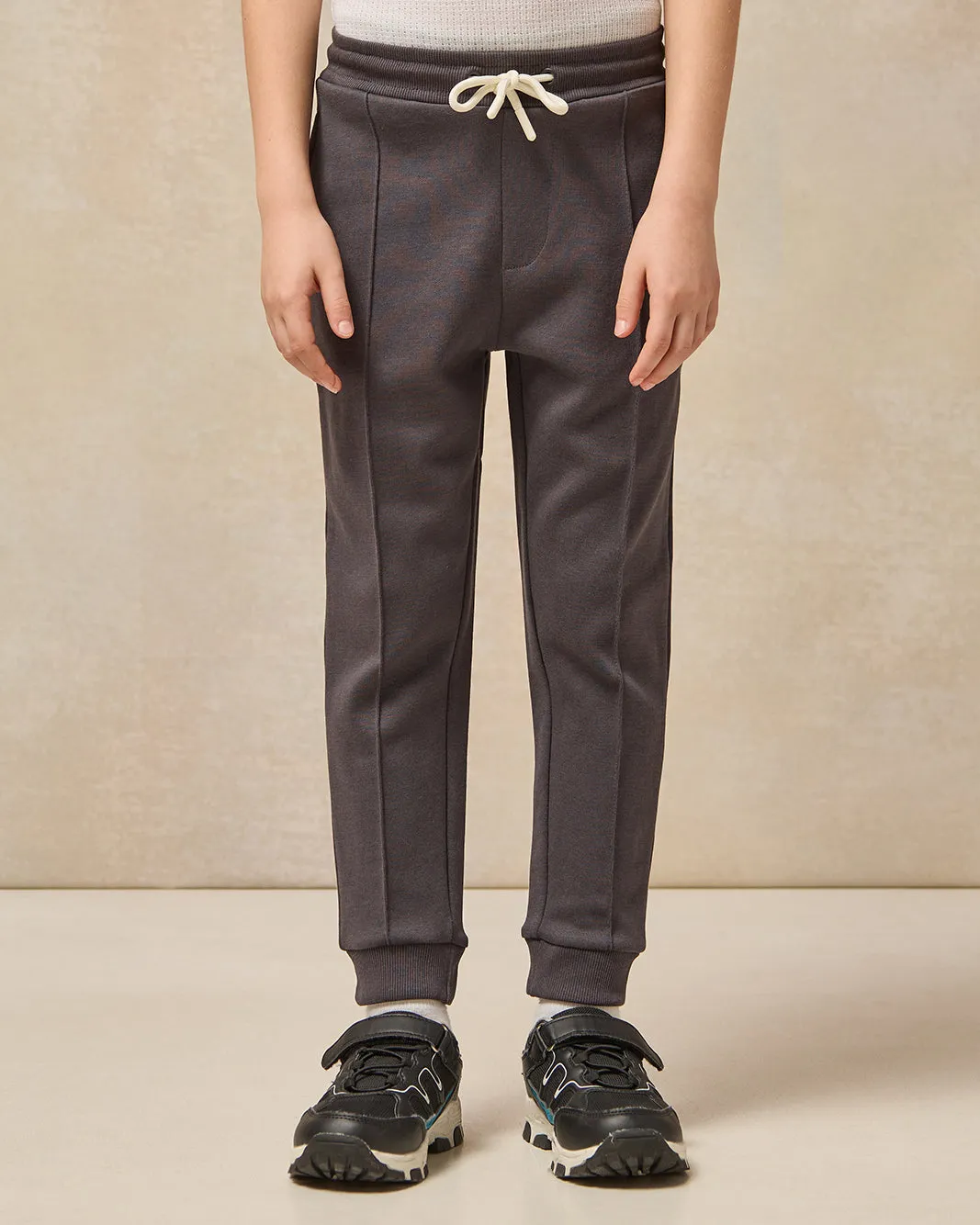 Boys Charcoal Solid Track Pants sold by Redtag