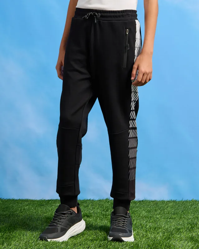 Senior Boys Black Cut & Sew Active Pants sold by Redtag