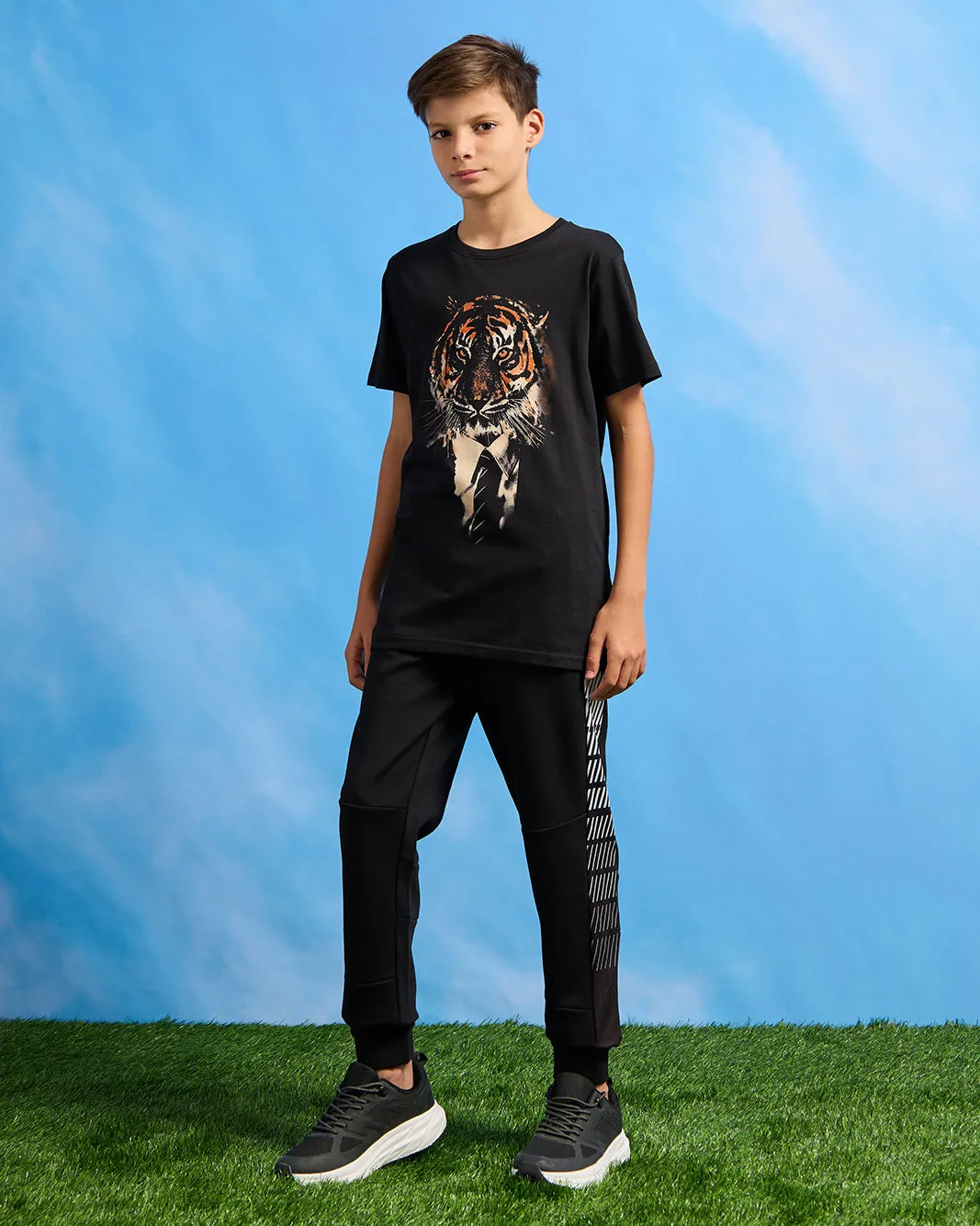Senior Boys Black Cut & Sew Active Pants sold by Redtag product image thumbnail 2