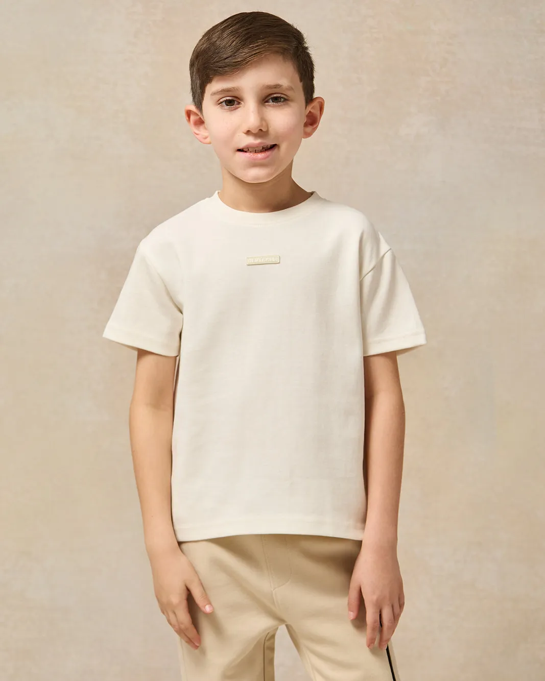 Boys Cream Embroidered T-Shirt sold by Redtag