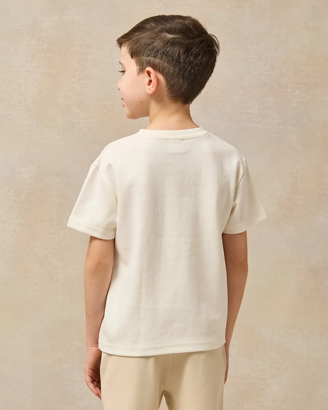 Boys Cream Embroidered T-Shirt sold by Redtag product image thumbnail 3