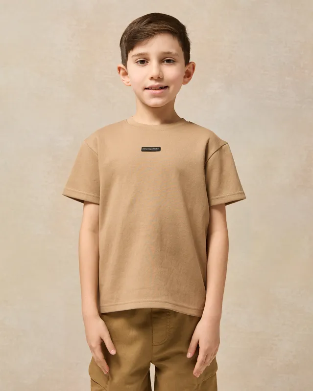 Boys Brown Embroidered T-Shirt sold by Redtag