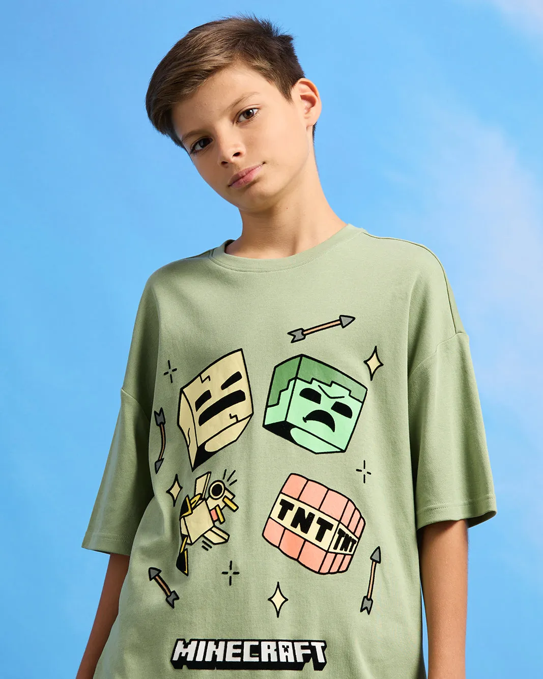 Senior Boys Lime Green Oversize Minecraft T-Shirt sold by Redtag product image thumbnail 4
