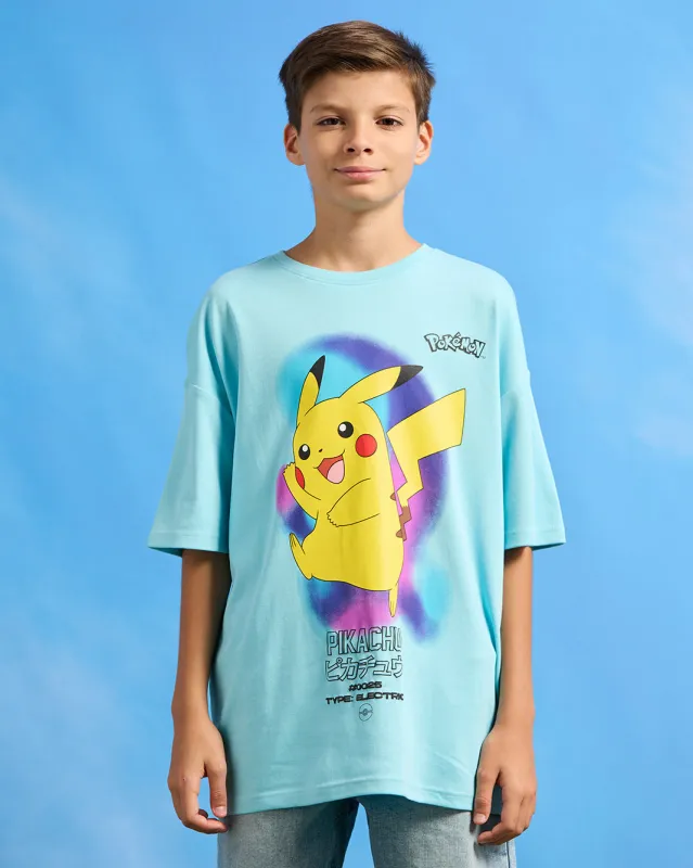 Senior Boys Blue Oversize Pikachu T-Shirt sold by Redtag