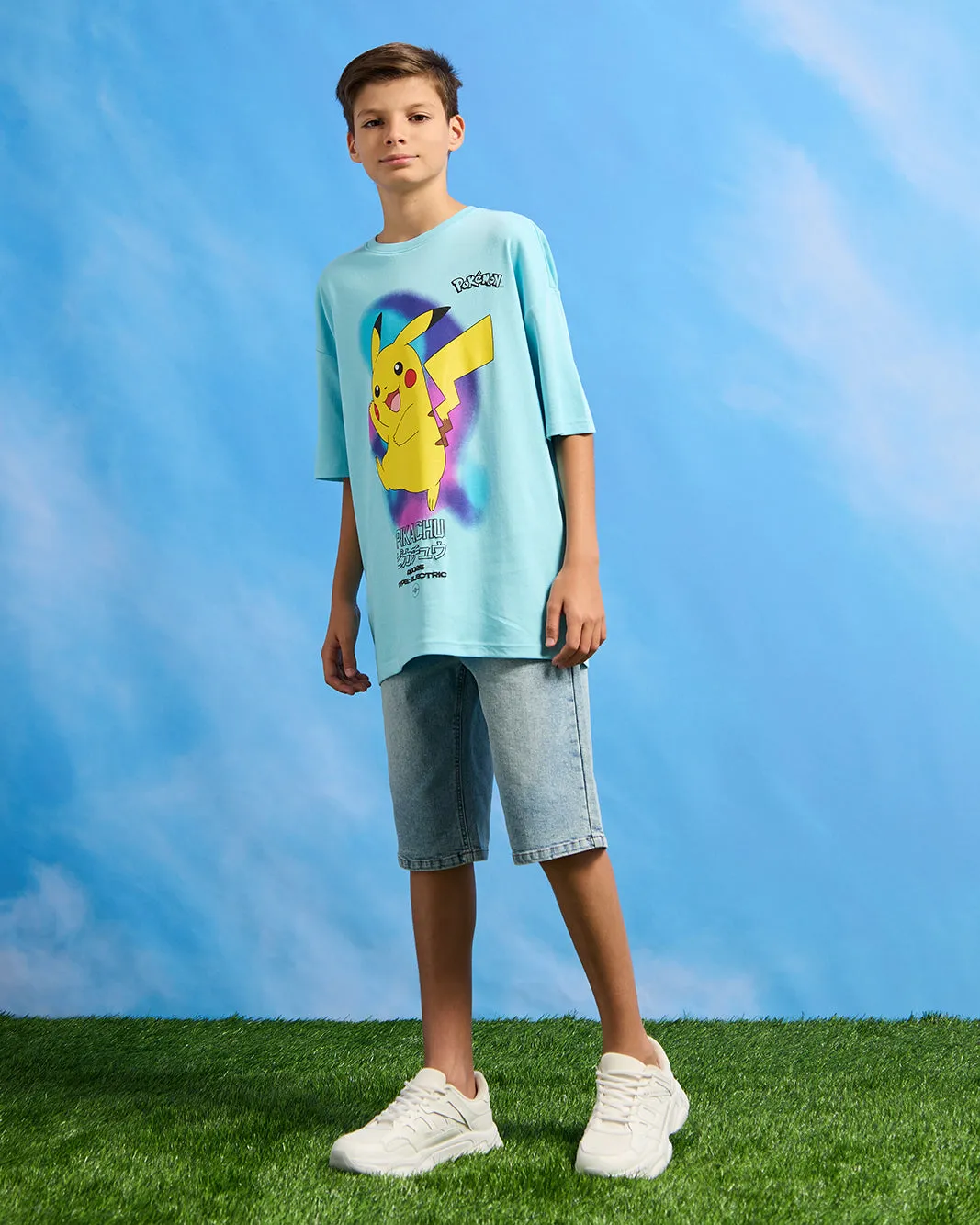 Senior Boys Blue Oversize Pikachu T-Shirt sold by Redtag product image thumbnail 2