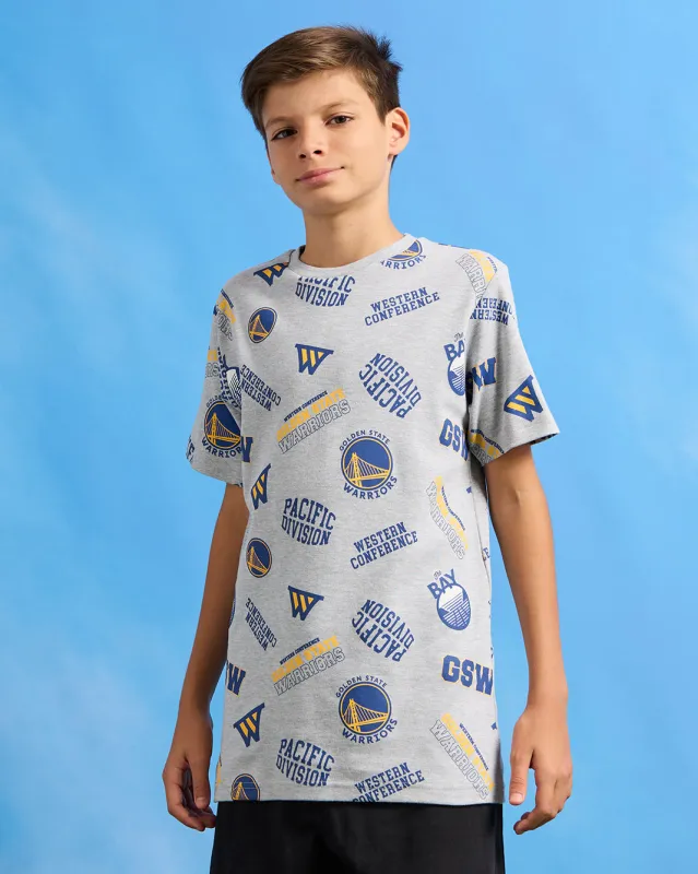 Senior Boys Grey Printed Over Size T-Shirt sold by Redtag