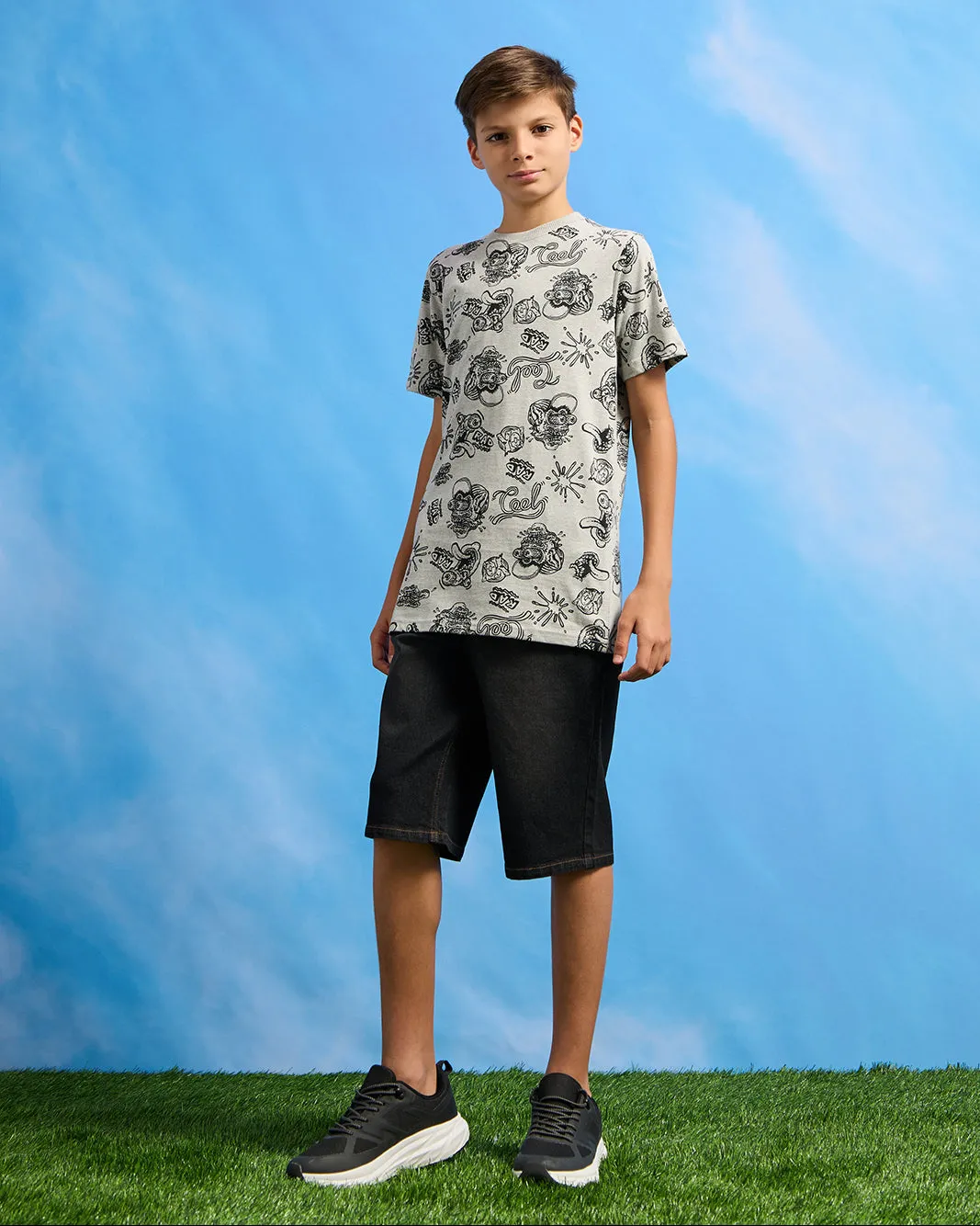 Senior Boys Grey Printed T-Shirt sold by Redtag product image thumbnail 2