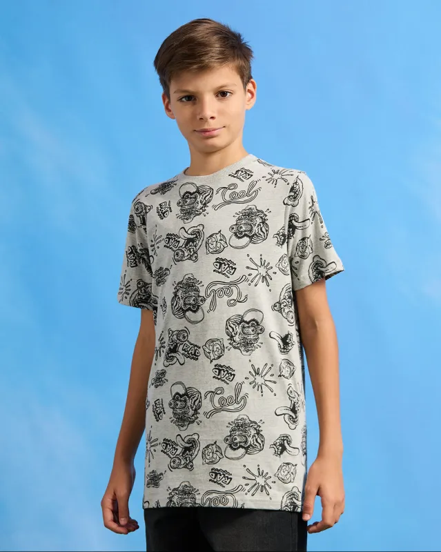 Senior Boys Grey Printed  T-Shirt sold by Redtag