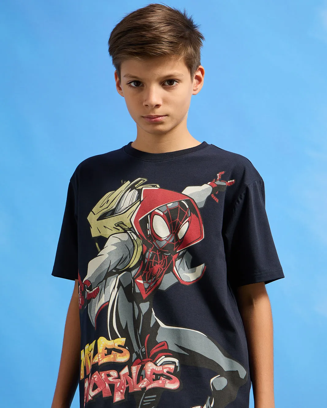 Senior Boys Navy Spiderman Print T-Shirt sold by Redtag product image thumbnail 4