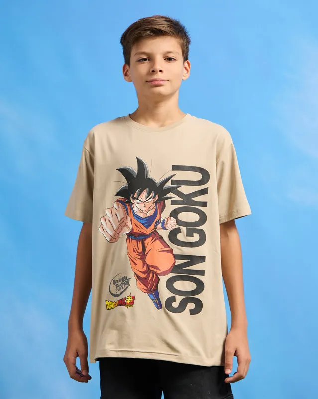 Senior Boys Beige Dragon Ball Z Print T-Shirt sold by Redtag