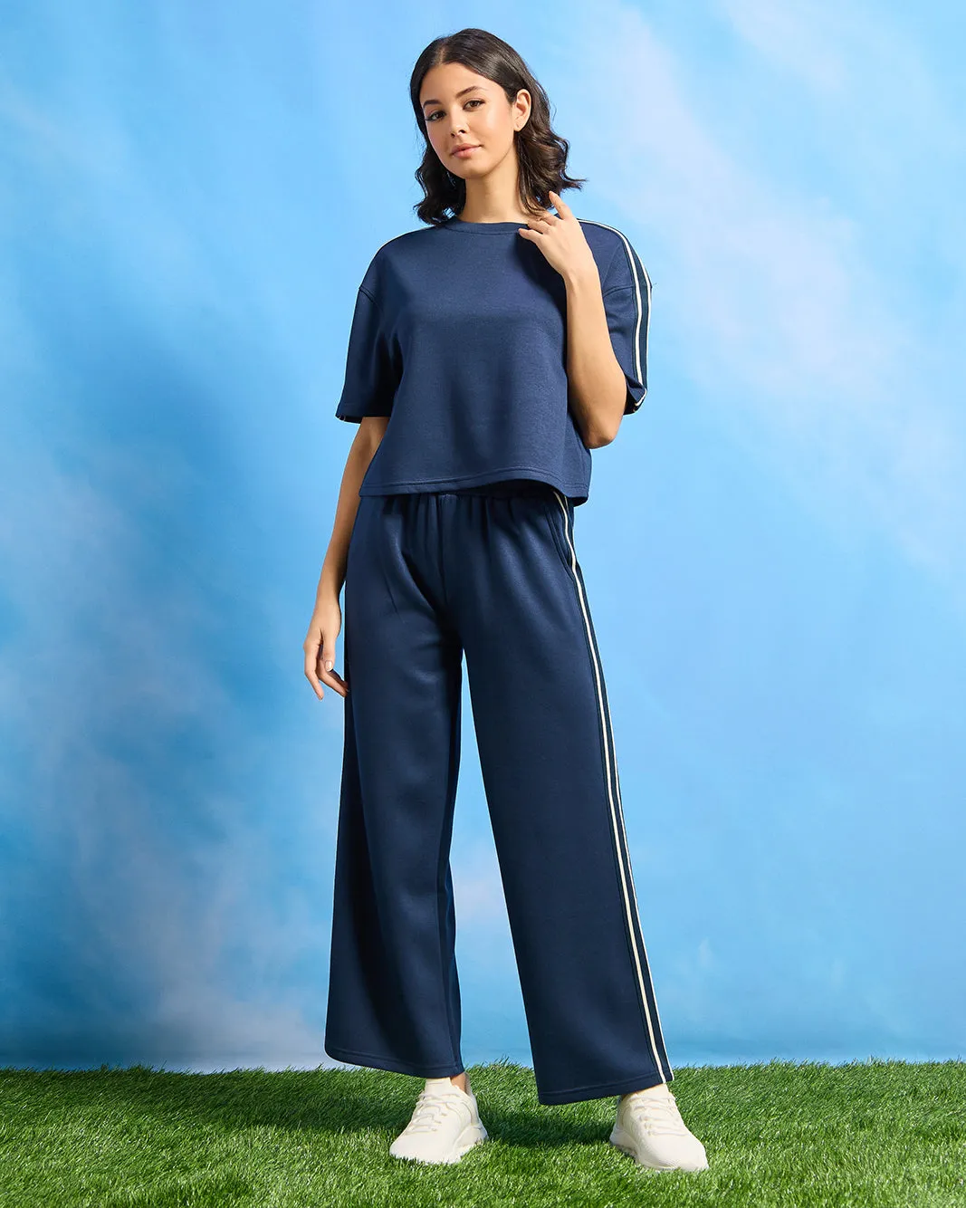 Women Navy Solid Active Sweatshirt sold by Redtag product image thumbnail 2