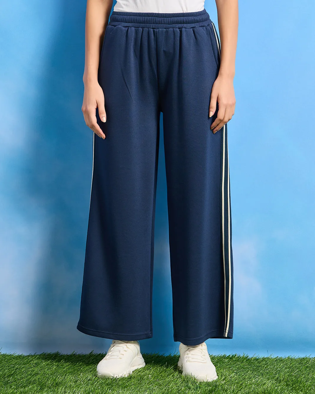 Women Navy Wide Leg Active Pants sold by Redtag