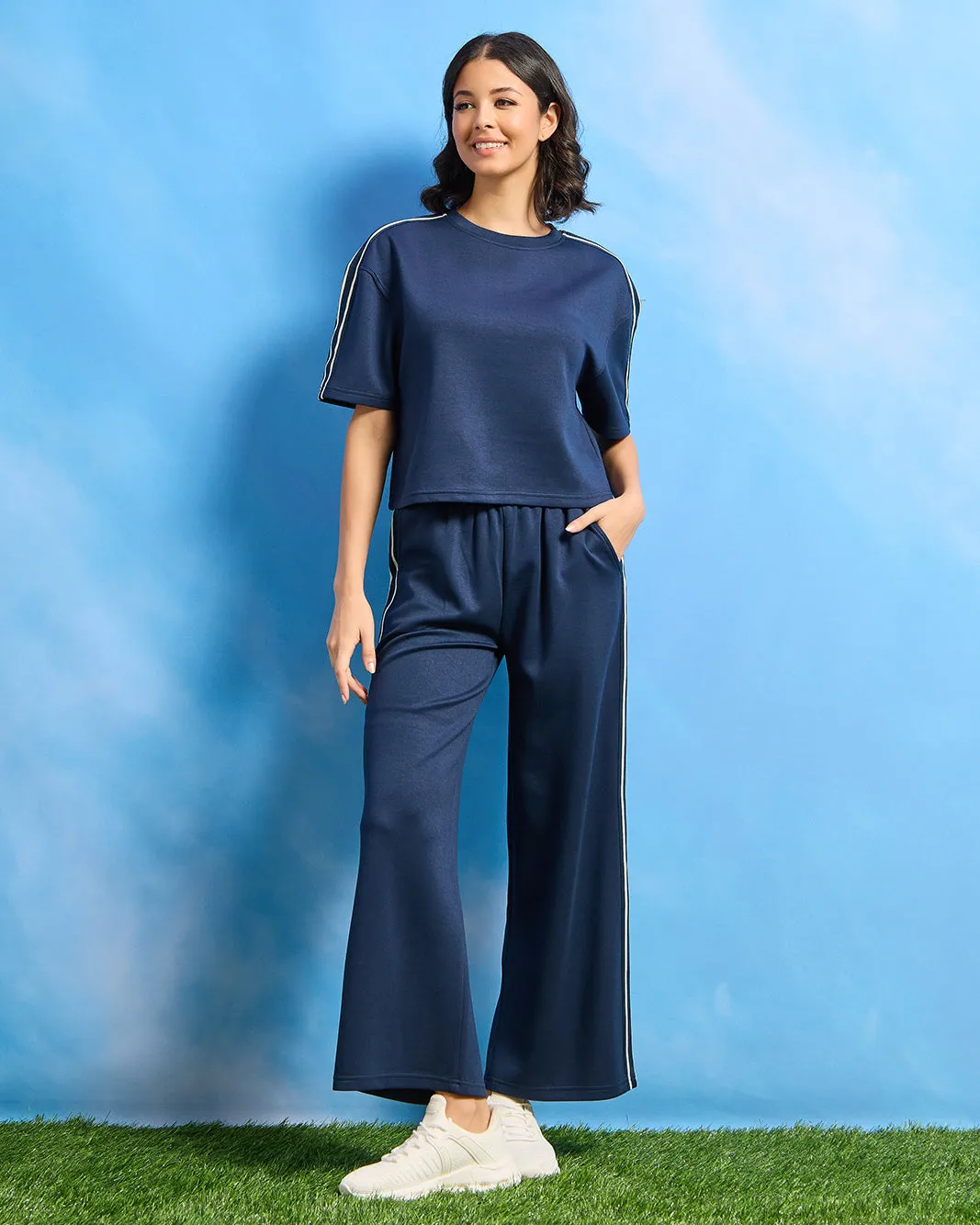 Women Navy Wide Leg Active Pants sold by Redtag product image thumbnail 2
