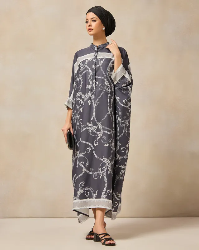 Women Grey Printed Kaftan Dress sold by Redtag