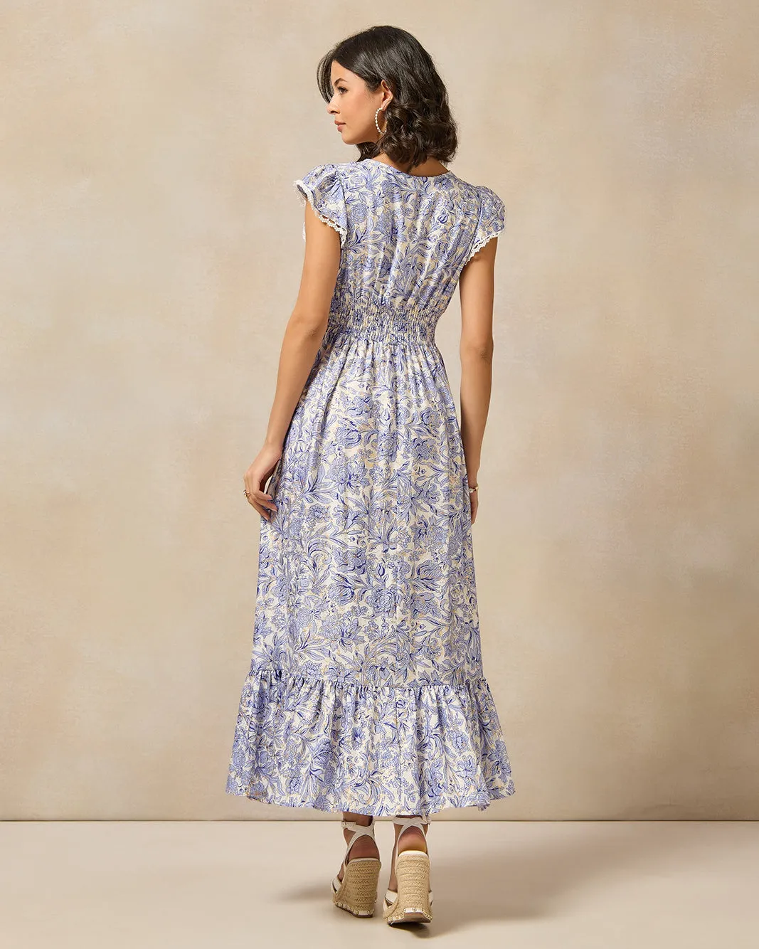 Women Blue And White Floral Printed Dress sold by Redtag product image thumbnail 3