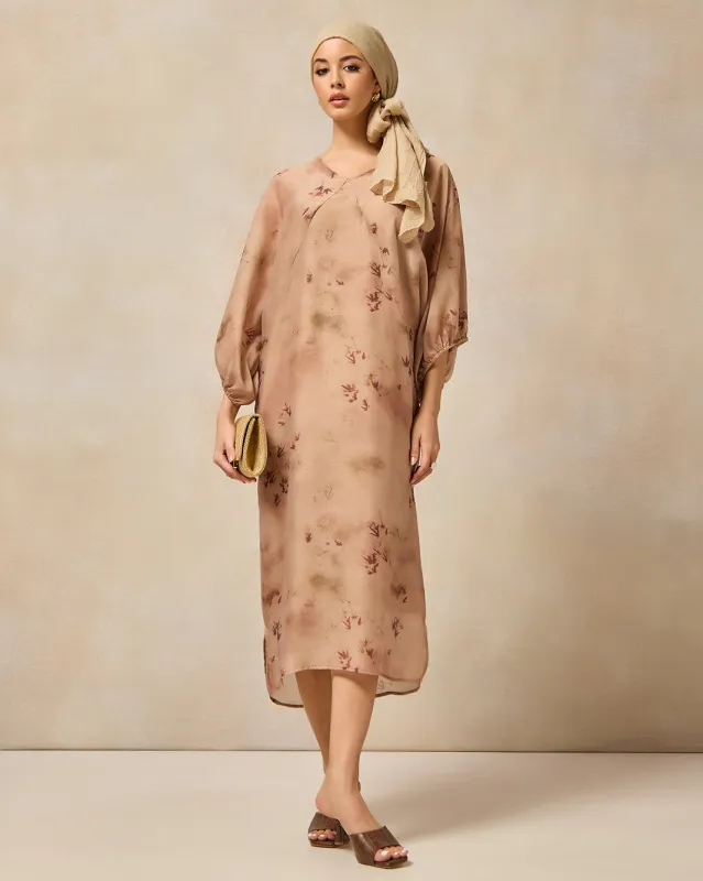 Women Beige Printed  Long Dress sold by Redtag