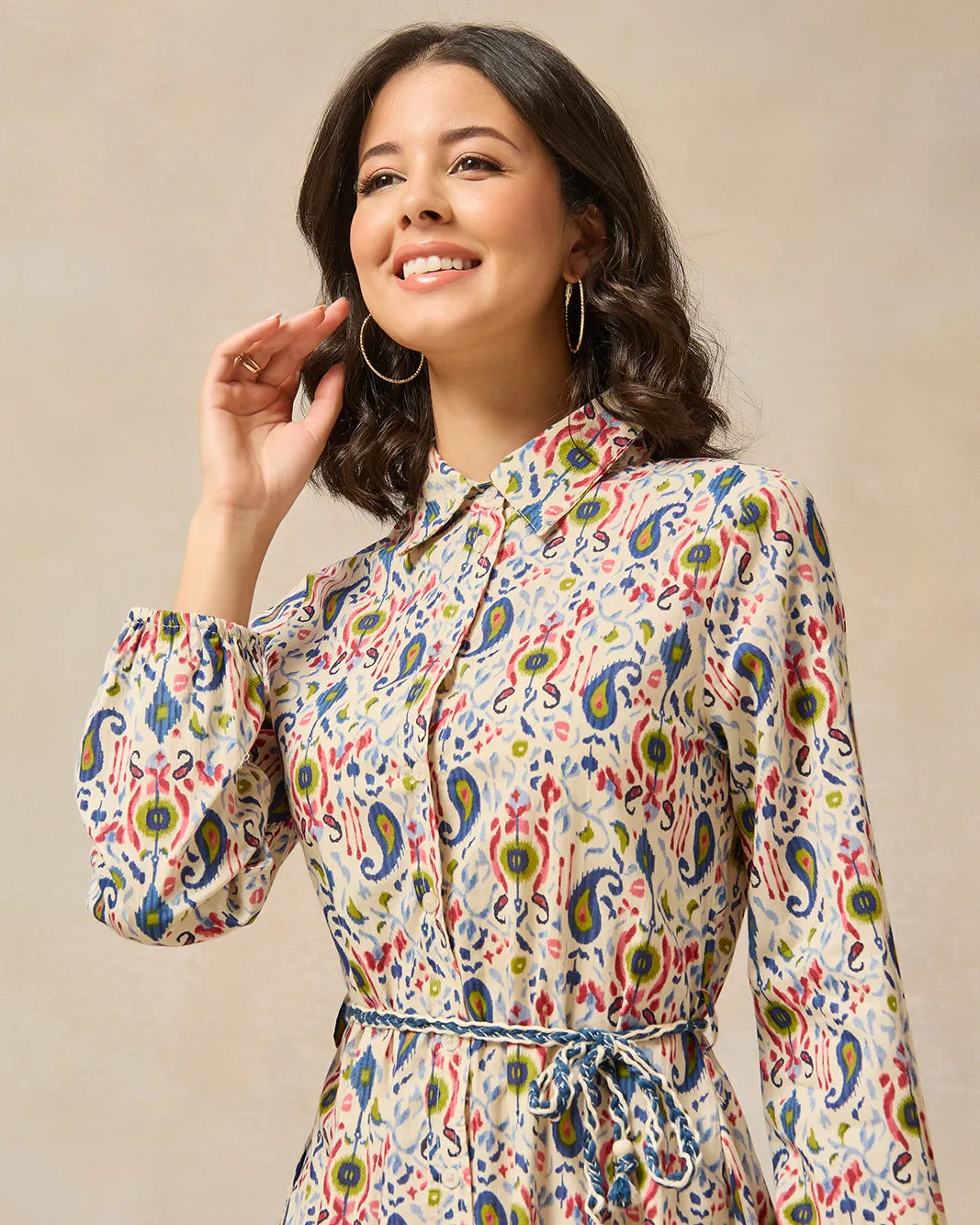 Women Multicolour Collared Dress sold by Redtag product image thumbnail 4