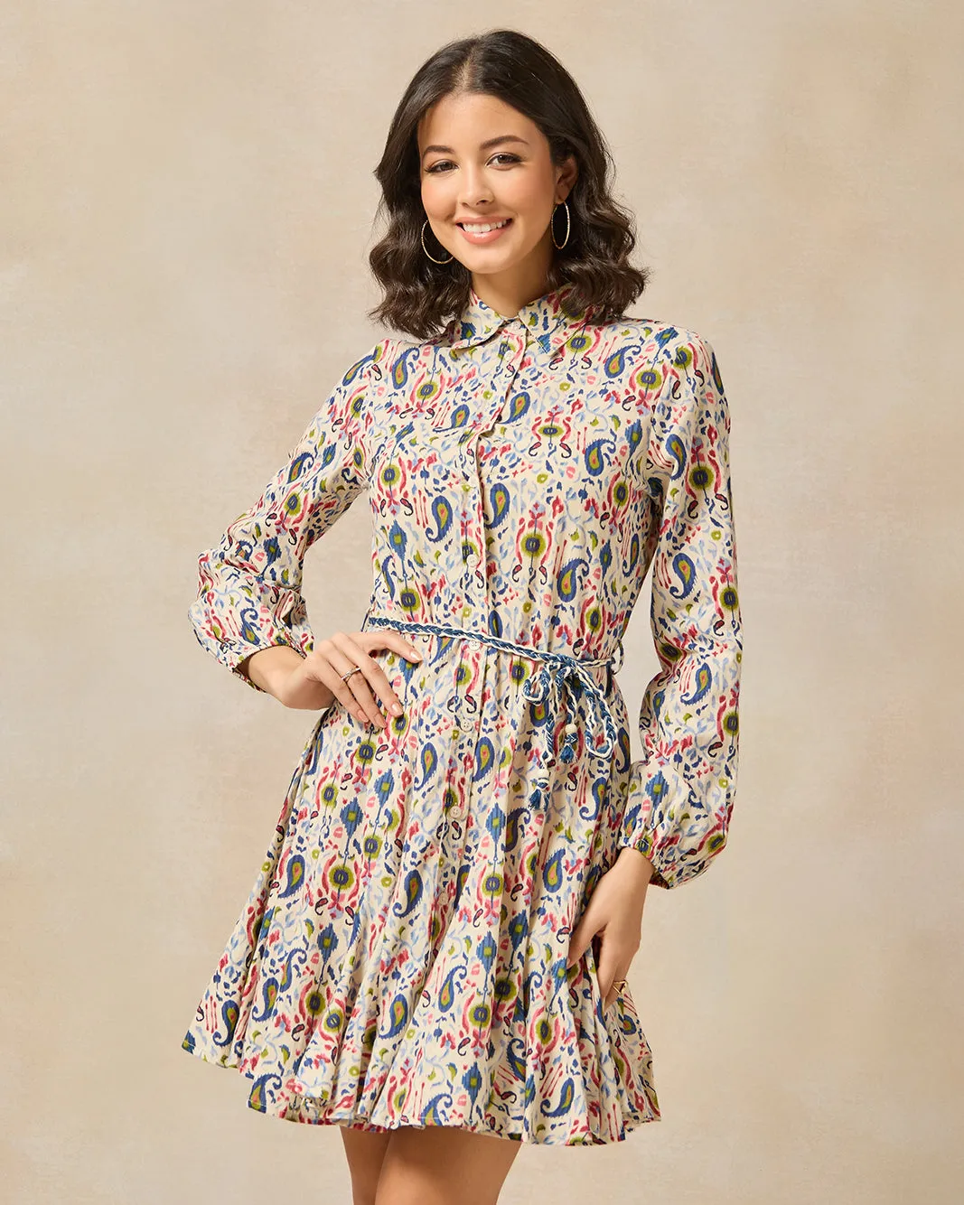 Women Multicolour Collared Dress sold by Redtag