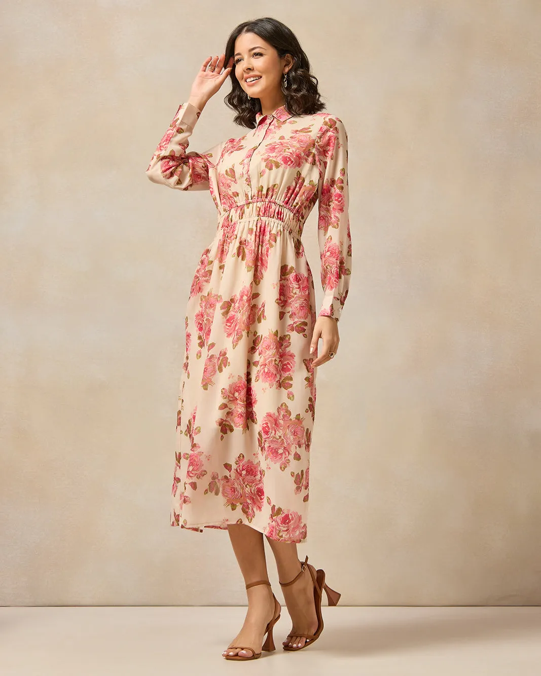 Women Beige Floral Dress sold by Redtag product image thumbnail 4