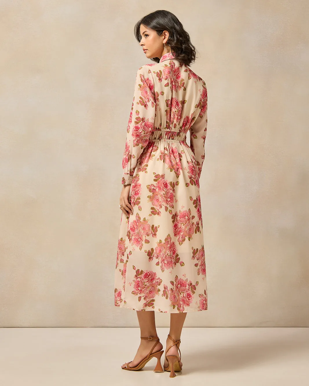 Women Beige Floral Dress sold by Redtag product image thumbnail 3